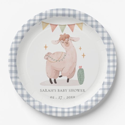 可愛い青いプライドのサボホラマ赤ちゃんシャワー ペーパープレート (正面)