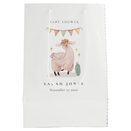 可愛い青いプライドのサボホラマ赤ちゃんシャワー ミディアムペーパーバッグ (裏面)