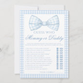 可愛い青いママまたはパパおじぎネクタイ赤ちゃんシャワーゲーム 招待状 (正面)