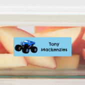 可愛い青いモンスタートラックパーソナライズされた漫画 ラベル (貼付)