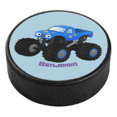 可愛い青いモンスタートラック漫画イラストレーション アイスホッケーパック (3/4)