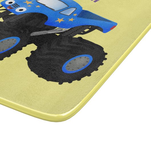 可愛い青いモンスタートラック漫画イラストレーション カッティングボード (角)