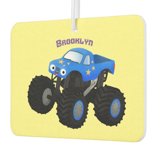 可愛い青いモンスタートラック漫画イラストレーション カーエアーフレッシュナー (左)