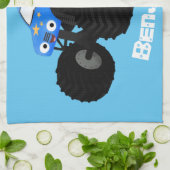 可愛い青いモンスタートラック漫画イラストレーション キッチンタオル (折り畳み)