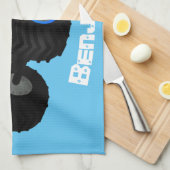 可愛い青いモンスタートラック漫画イラストレーション キッチンタオル (四つ折り)