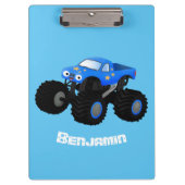 可愛い青いモンスタートラック漫画イラストレーション クリップボード (正面)