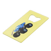 可愛い青いモンスタートラック漫画イラストレーション クレジットカード栓抜き (正面アングル)