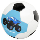 可愛い青いモンスタートラック漫画イラストレーション サッカーボール (3/4)