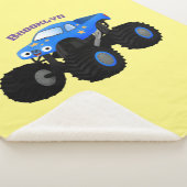 可愛い青いモンスタートラック漫画イラストレーション シェルパブランケット (3/4)