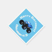 可愛い青いモンスタートラック漫画イラストレーション スタンダードカクテルナプキン (角)