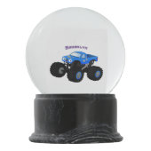 可愛い青いモンスタートラック漫画イラストレーション スノーグローブ (裏面)