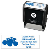 可愛い青いモンスタートラック漫画イラストレーション セルフインキングスタンプ (インサイチュ)