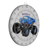 可愛い青いモンスタートラック漫画イラストレーション ダーツボード (正面左)