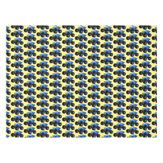 可愛い青いモンスタートラック漫画イラストレーション テーブルクロス (正面(横))