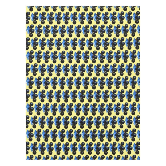 可愛い青いモンスタートラック漫画イラストレーション テーブルクロス (正面)