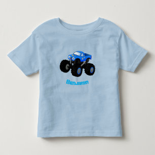 可愛い青いモンスタートラック漫画イラストレーション トドラーTシャツ