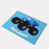 可愛い青いモンスタートラック漫画イラストレーション ドアマット (アングル)