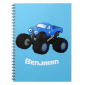 可愛い青いモンスタートラック漫画イラストレーション ノートブック (正面)