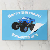 可愛い青いモンスタートラック漫画イラストレーション ペーパーパッド (折り畳み)