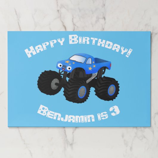 可愛い青いモンスタートラック漫画イラストレーション ペーパーパッド (正面)