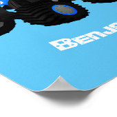 可愛い青いモンスタートラック漫画イラストレーション ポスター (角)