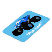 可愛い青いモンスタートラック漫画イラストレーション マグネット (左側)