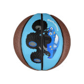 可愛い青いモンスタートラック漫画イラストレーション ミニバスケットボール (縦)