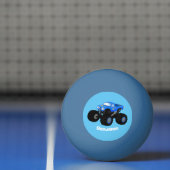 可愛い青いモンスタートラック漫画イラストレーション 卓球ボール (ネット)