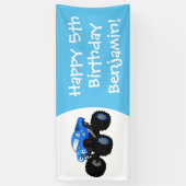 可愛い青いモンスタートラック漫画イラストレーション 横断幕 (縦)