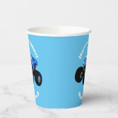 可愛い青いモンスタートラック漫画イラストレーション 紙コップ (左)