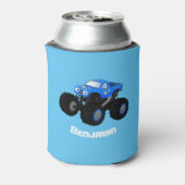 可愛い青いモンスタートラック漫画イラストレーション 缶クーラー (缶裏面)