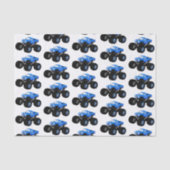 可愛い青いモンスタートラック漫画イラストレーション 薄葉紙 (正面)