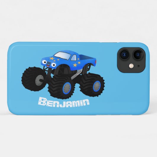 可愛い青いモンスタートラック漫画イラストレーション Case-Mate iPhoneケース (裏面(横))