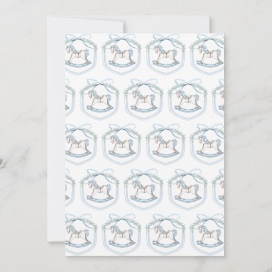 可愛い青いロッキングウスクレストボーホ男の赤ちゃんシャワー 招待状 (裏面)