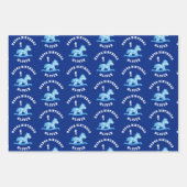 可愛い青いロッキングホースボーイ1歳誕生日 ラッピングペーパーシート (正面)