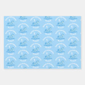 可愛い青いロッキングホースボーイ1歳誕生日 ラッピングペーパーシート (正面3)