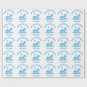 可愛い青いロッキングホースボーイ1歳誕生日 ラッピングペーパー (フラット)