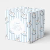 可愛い青いロッキングホース男の赤ちゃんシャワー フェイバーボックス (裏面サイド)