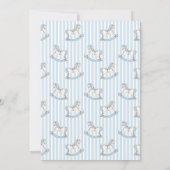 可愛い青いロッキングホース編み男の赤ちゃんシャワー 招待状 (裏面)