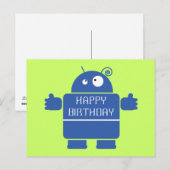 可愛い青いロボット葉書 ポストカード (正面/裏面)