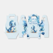 可愛い青い恐竜とバルーン男の子のシャワー フェイバーボックス (折り畳みなし)