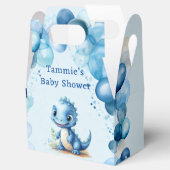 可愛い青い恐竜とバルーン男の子のシャワー フェイバーボックス (オープン)