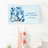 可愛い青い恐竜とバルーン男の子のシャワー 横断幕 (インサイチュ)