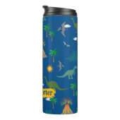 可愛い青い恐竜のパターン野生生物植物名 タンブラー (回転右)