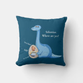 可愛い青い恐竜の写真 クッション (正面)