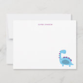可愛い青い恐竜の感謝してい子供 サンキューカード (正面)