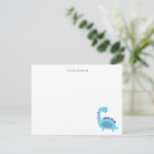 可愛い青い恐竜の感謝してい子供 サンキューカード (スタンド正面)