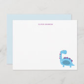 可愛い青い恐竜の感謝してい子供 サンキューカード (正面/裏面)