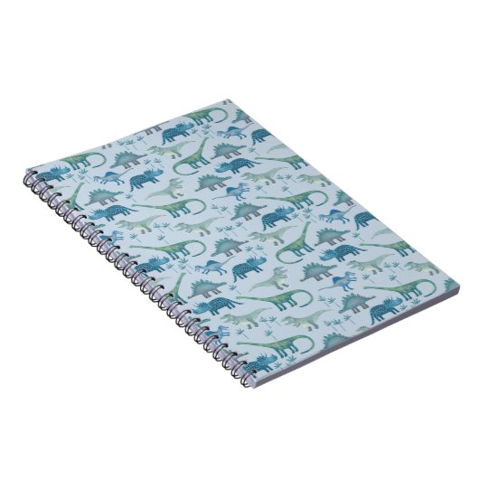 可愛い青い恐竜の模様 ノートブック (右側)