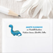 可愛い青い恐竜の誕生日パーティー ラベル (インサイチュ)